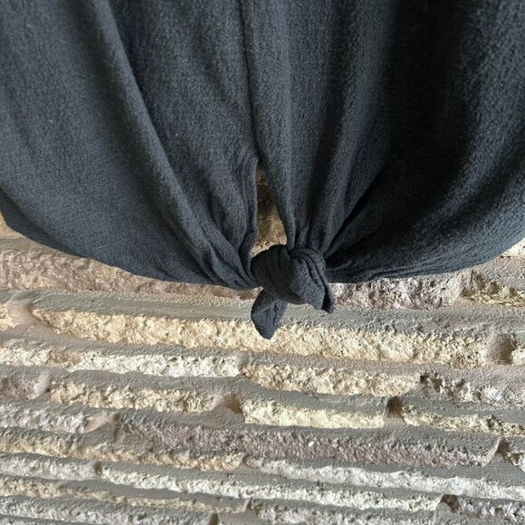 Madewell Black Cropped Tie Front Short Sleeve Tee 100% Cotton Size Medium - Picture 5 of 8